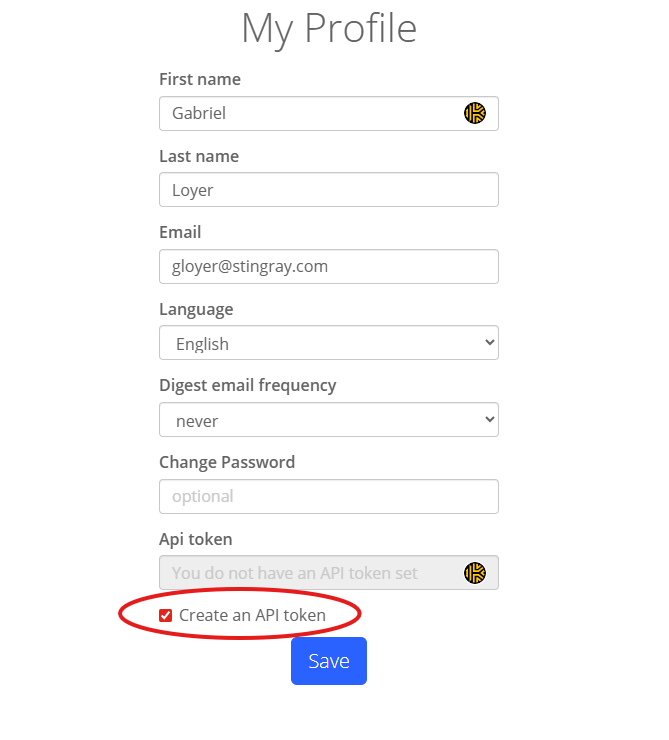 Check Create an API token and click Save