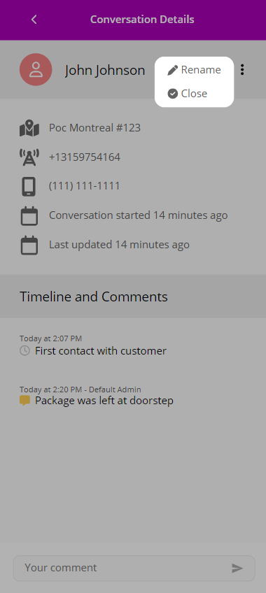 Conversation Details Panel With Open Menu
