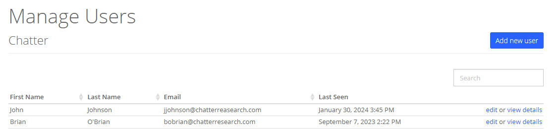 Manage Users Screenshot
