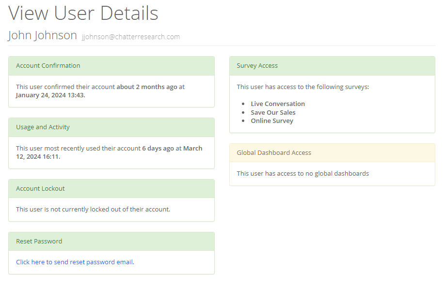 User Details Screenshot